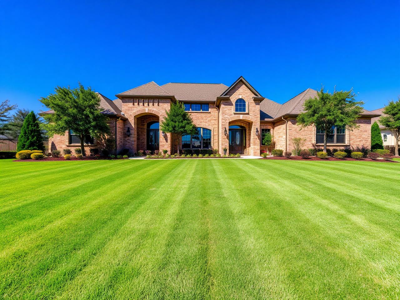 Beautifully installed Bermuda lawn at a Midland-area home
